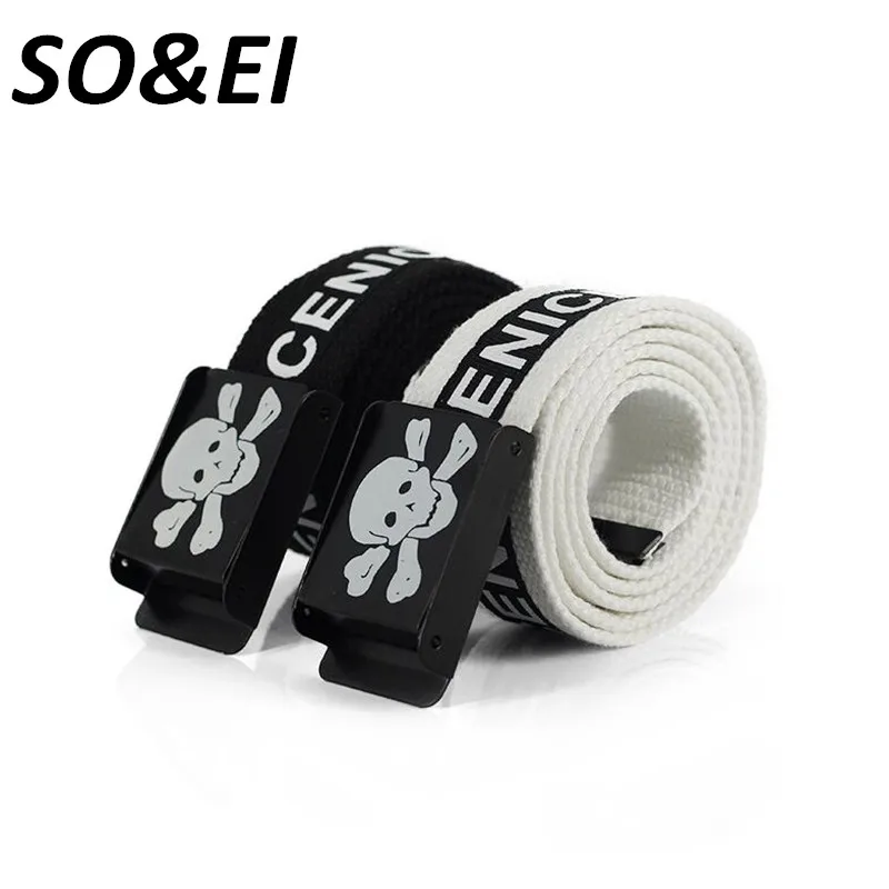 

SOEI Punk Men Belt Women Belt Skull Buckle Luxury Belts Women Designer Brand Off White&Black Color Street Letter Belt belt Boho