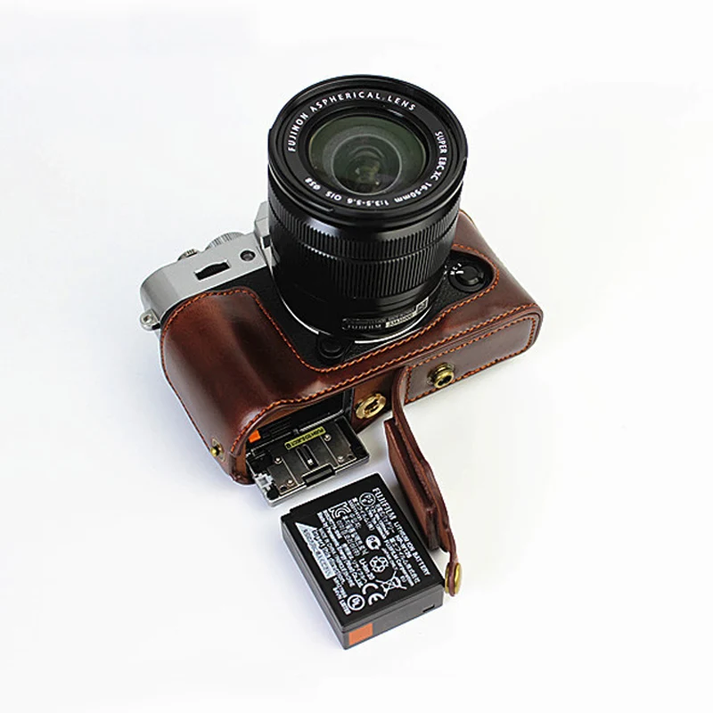 Billig Klassische PU Leder Fall Kamera Tasche für Fujifilm Fuji X T10 XT10 X T20 XT20 X T30 XT30 Halb Körper Set Abdeckung mit batterie Öffnung