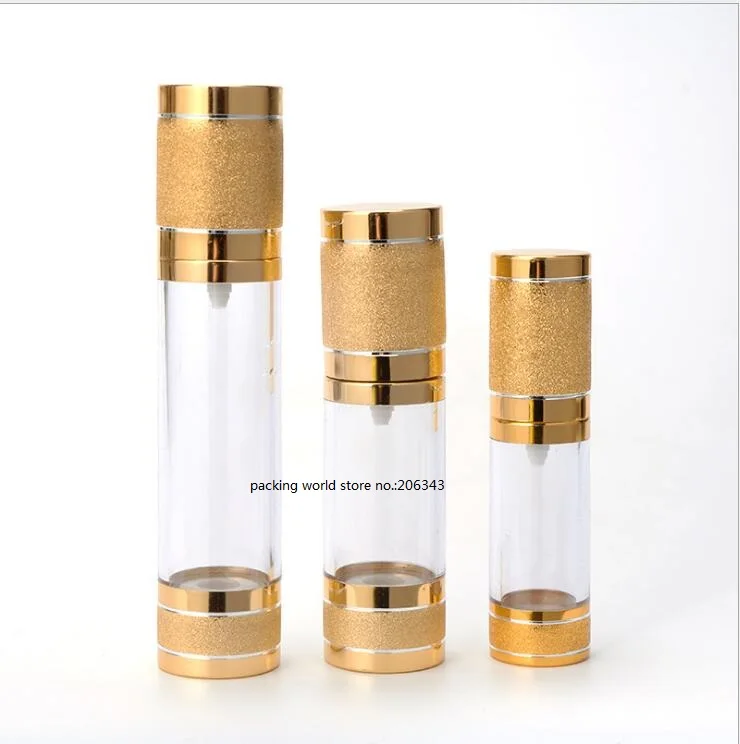 Garrafa de Plástico sem ar para Soro Cuidados com a Pele Ouro Loção Foundation Óleo Gel Emulsão Recarregáveis Portáteis Cosméticos Embalagem 50 ml - 10 ar para soro loção foundation óleo gel