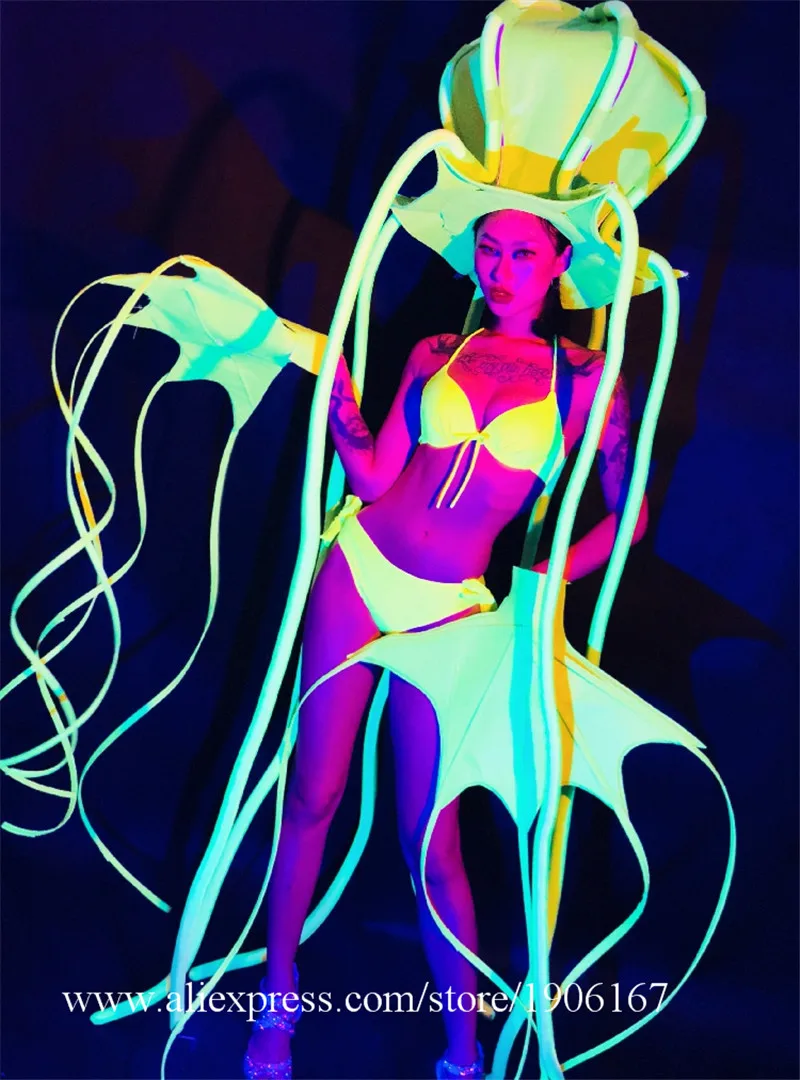 Fluorescent Octopus Bar Gogo Costume10