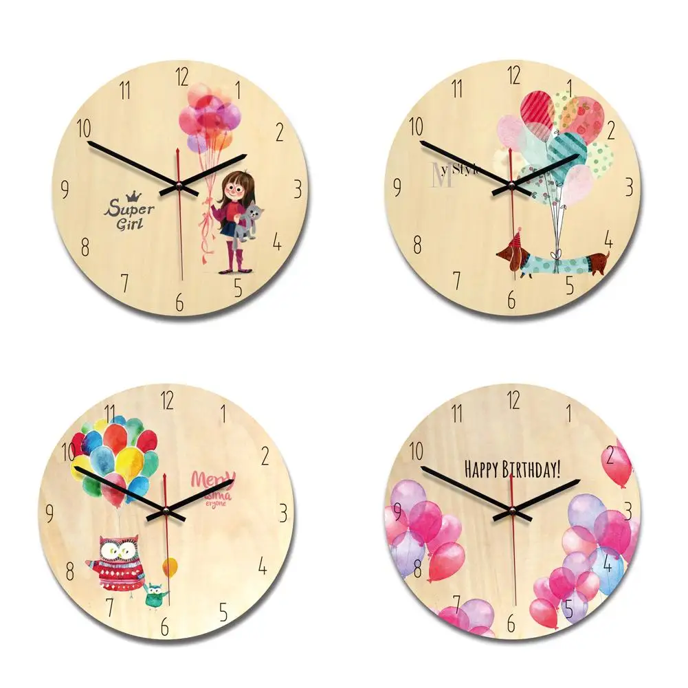 

Cute Cartoon Wall Clock Balloon Owl Wall Clock Living Room Children Room Bedroom Home Decorative Study Silent Clock