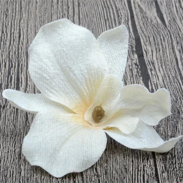 5 шт./лот 8 см шелк искусственный цветки орхидеи для свадьбы украшения дома Orchis Cymbidium высокое качество дешевые искусственные цветы - Цвет: White