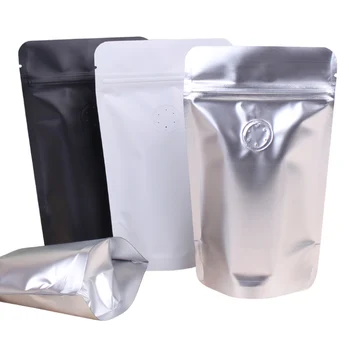 

10pcs Aluminum Foil Ziplock Stand Up Pouches for Coffee 100*165*70mm Black/White/Sliver Storage Packaging Bags