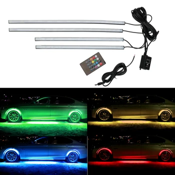 

LEEPEE 4x 8 Colors Underbody Decorative Light Music Active Sound Control Auto LED Strip Neon Light Car Bottom Atmosphere Lamp