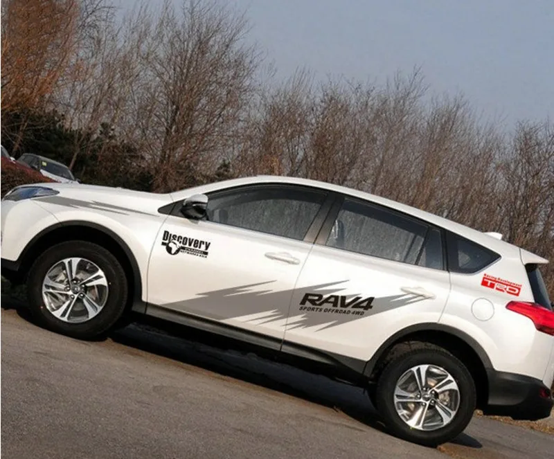

A Set Discovery RAV4 Car SUV Body Waist Line PVC Sticker Sports Racing Decals