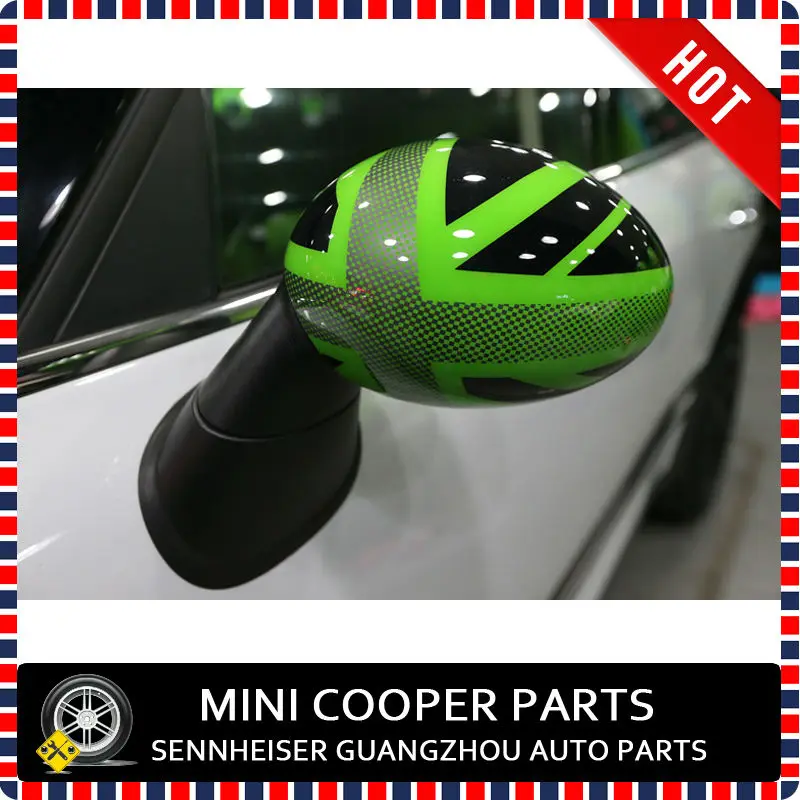 Green Union Jack Style Side Mirror Cover-4