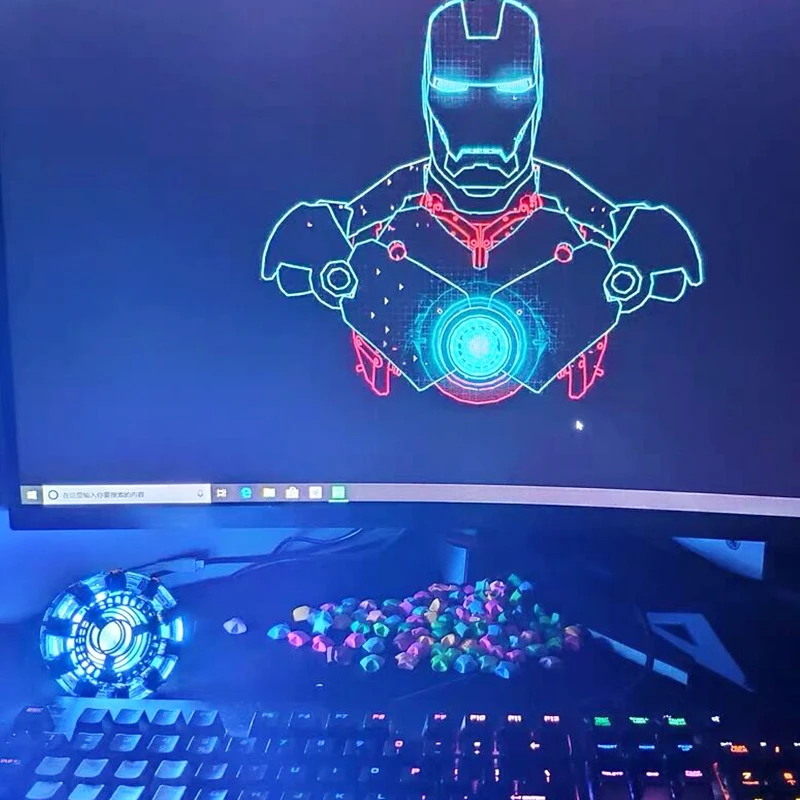 

Self Assembly Endgame cool 1:1 scale Iron Man Arc Reactor A generation of glowing DIY iron man heart model with LED Light