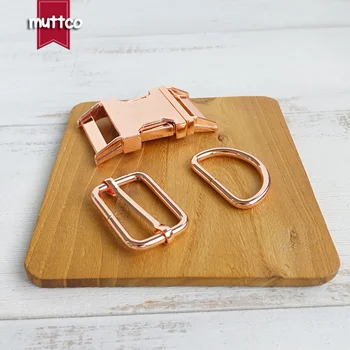 

20sets/lot (metal buckle+adjust buckle+D ring/set) DIY Dog Collar rose golden 3.0cm zinc alloy buckle adjuster Sewing buckles