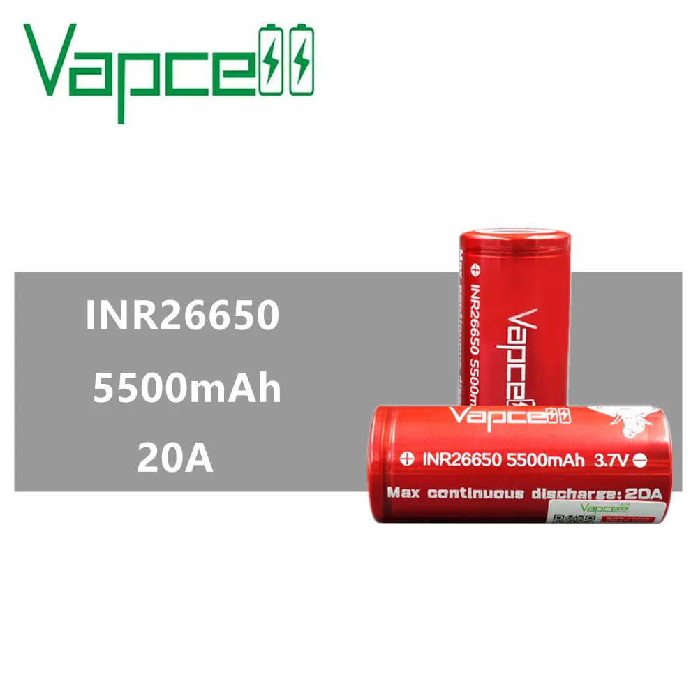 2 шт. Новый Vapcell 26650 5500 мАч 20A литий-ионная батарея 3 7 в перезаряжаемая для