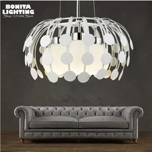 Молочный подвесной стеклянный шар лампа Светодиодная Современная вода бусины подвесные светильники столовая Хризантема железная Подвесная лампа на проводе