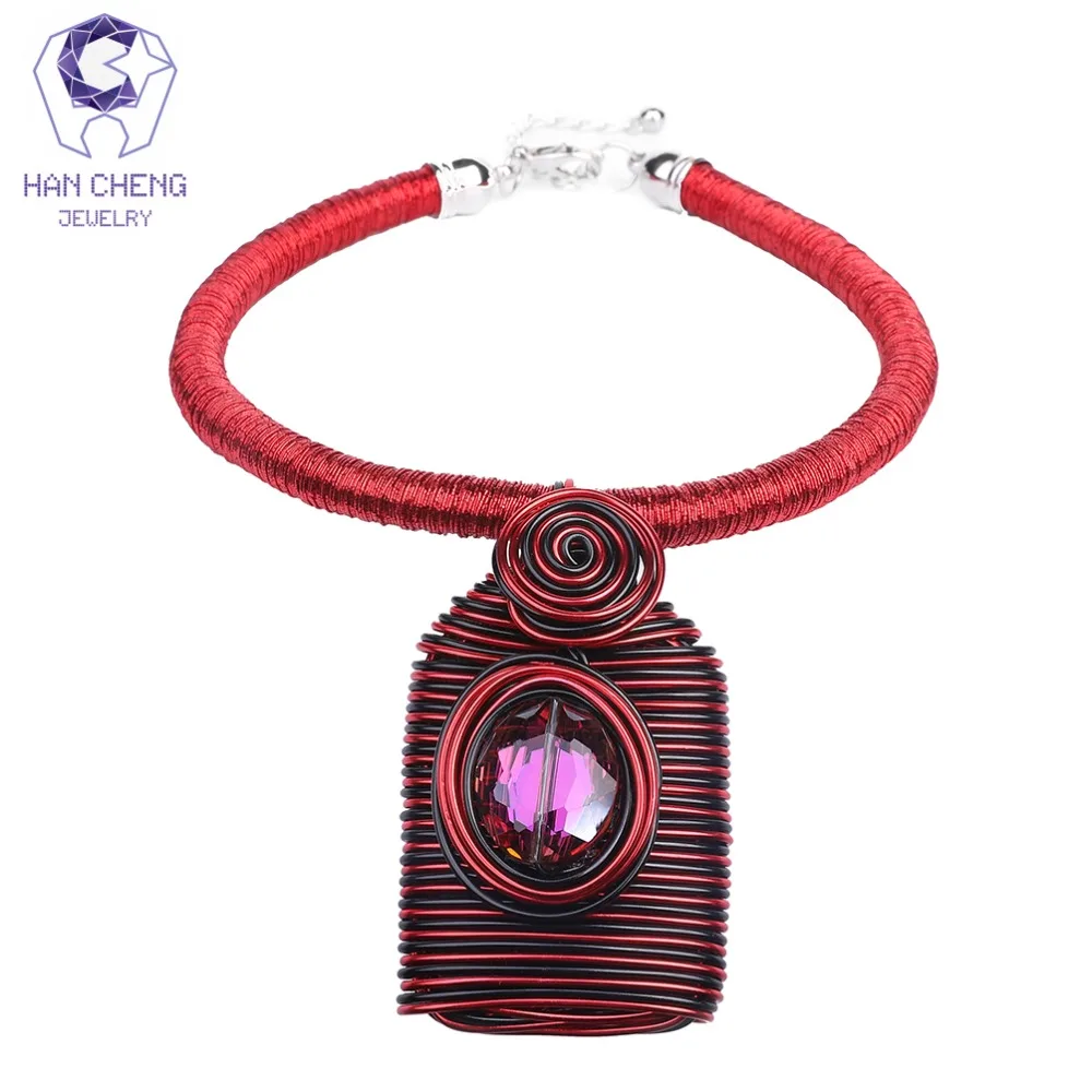 HanCheng New Fashion Simple Handmade Wire Twine Rope Gem Stone Crystal