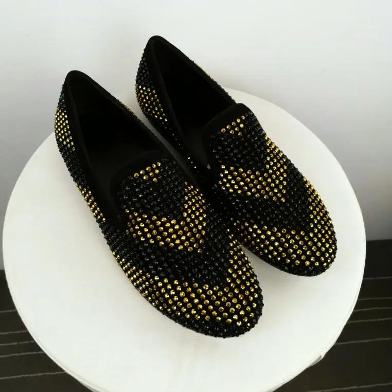 Hot Spring Autumn Brand Shoes Men Casual Crystal Loafers Slip On Round Toe Smoking Slippers Design Cozy Flats Male | Обувь