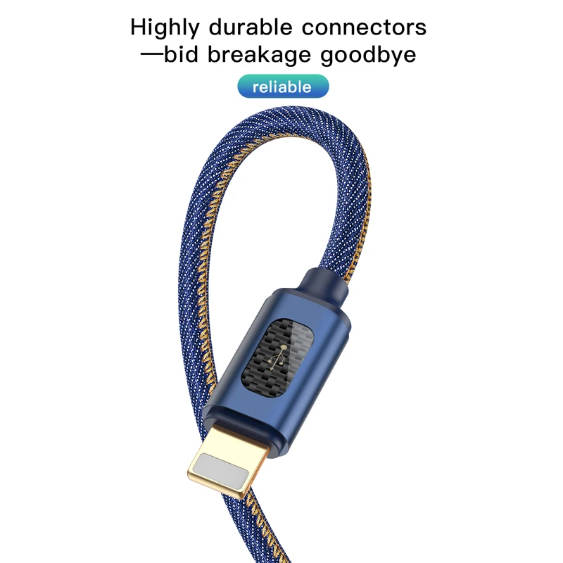 Baseus 2.4A كابل يو اس بي سريع شاحن كابل شحن ل فون X Xs XR 8 7 6 5 الجينز تصميم الهاتف المحمول شاحن البيانات الحبل