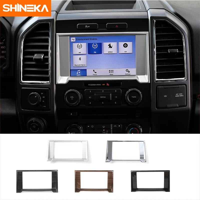 

SHINEKA Media GPS Cover Trim Decoration Ring Navigation Panel Frame Sticker for Ford F150 2015 2016 Car Styling