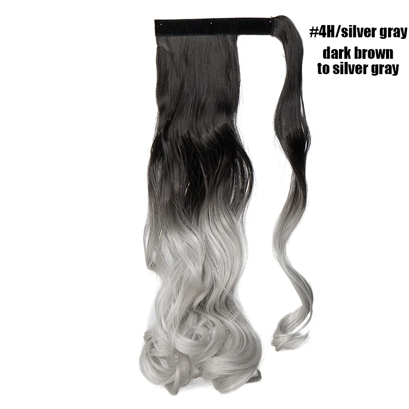 s-noilite Clip In Ponytail Synthetic Wrap Around Ponytail Clip In Hair Extension Long Curly Hairpiece Fake Hair Braid Ponytail - Цвет: 4H-silver gray