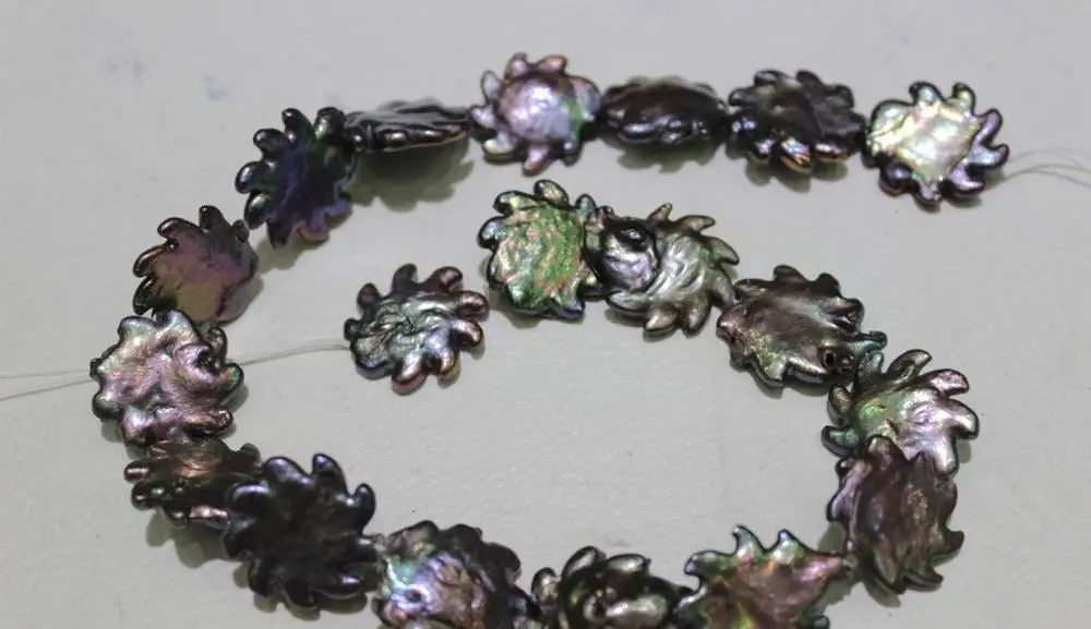 

Black fresh water pearl necklace DIY Material 21mm 15 "Handmade" No Metal