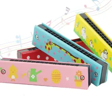 New Colorful Musical Wooden Painted Harmonica Educational Instrument Toy for Kids Children Gift Randomly Kid high quality