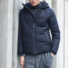 Mens Casual Down Jackets Winter Coat Thick Warm Short 90% Duck Down Chinese Japan Style Solid Black Basic Christmas Nakali M1104