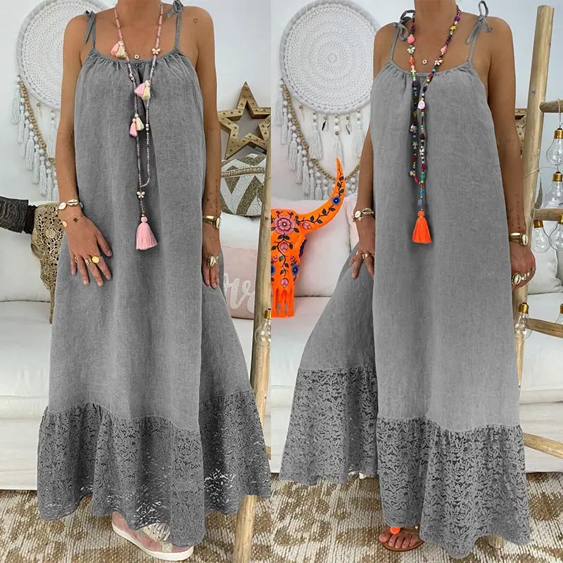 

Sexy Sleeveless Strap Hollow Out Long Dress Women 2019 Summer Elegant Backless Ladies Maxi Dress Vintage Solid Beach Dresses