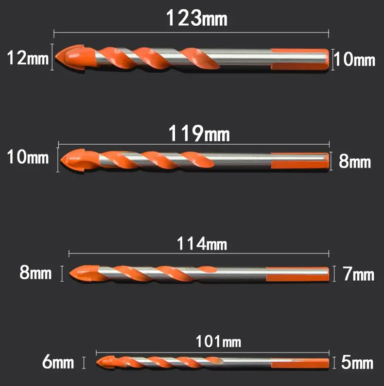 5 шт. керамические стеновые сверлильные сверла для плитки стекла стены бетонооткрывалка треугольная головка сверла сплав YG6X наклонная