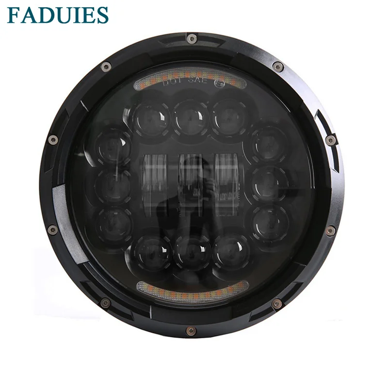 FADUIES  7 40W Motorcycle LED Headlight Angle Eyes with Amber Signal For Harley Davidson Jeep Wrangler Models with 7 headlight (1)1