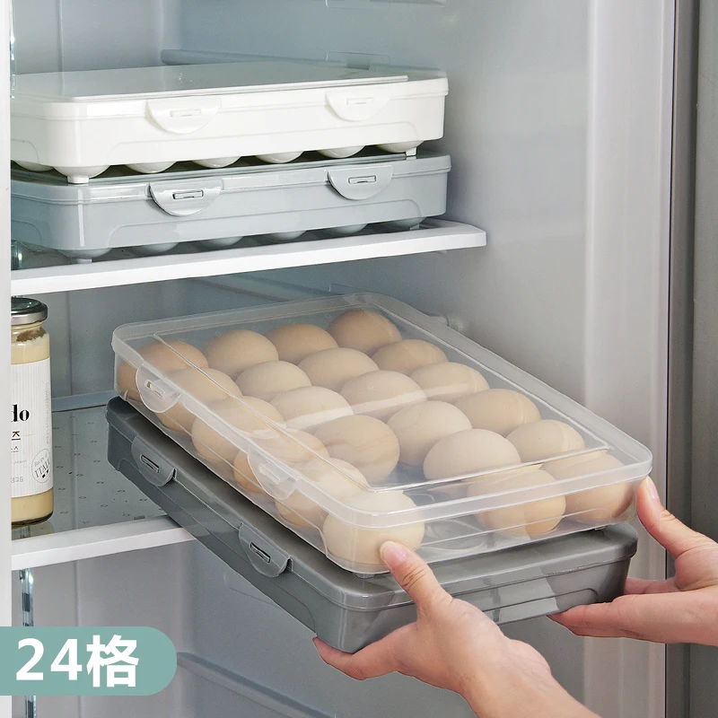 

New Organizador Kitchen Egg Box Pure Ribbon Refrigerator Storage Box Traditional Chinese Rectangle Glossy Plastic Eco-friendly