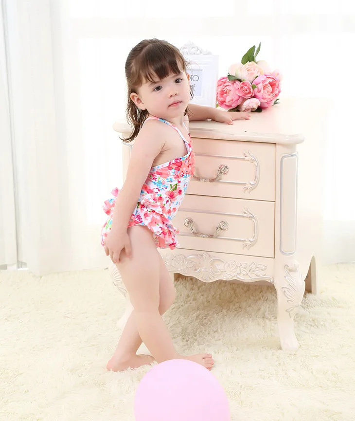 Одежда для купания для девочек, милая сиамская юбка с цветочным принтом для маленьких девочек маленький купальник с цветочным рисунком, Цельный Детский купальник для детей возрастом от 1 года до 6 лет