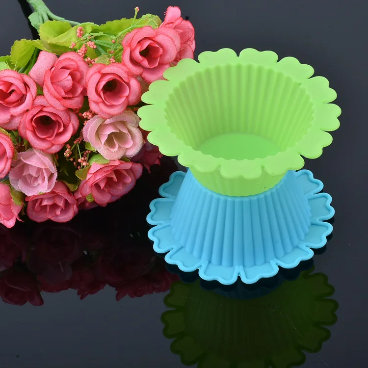 9cm flower Muffin Cup Soft Silicone Cake Mold Chocolate Mould Flower