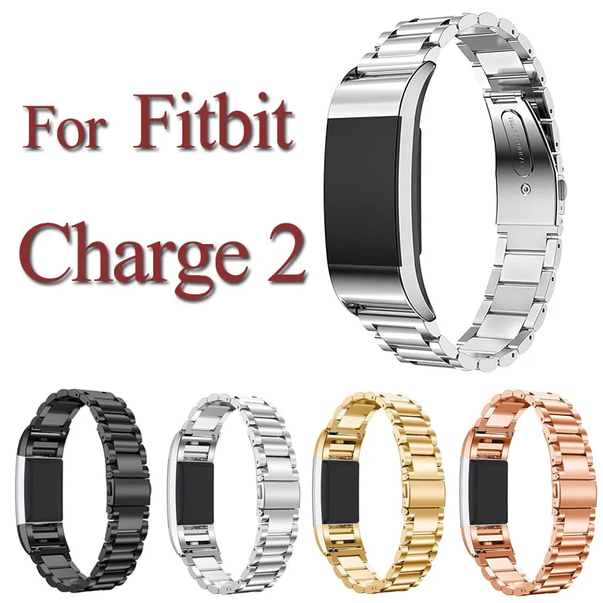 

Three Link Bracelet for Fitbit Charge 2 Stainless Steel Meatl band for People Smart Watch Metal Replacement watchbands