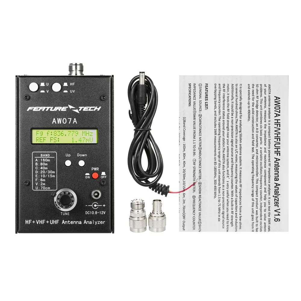 Анализатор антенны AW07A HF/VHF/UHF 160M анализатор сопротивления SWR измеритель RF для