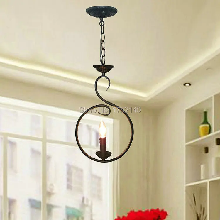 Wrought iron chandelier glass lampshade,living room restaurant bedroom study garden lighting fixture,creative minimalist modern e27 candle light (1)