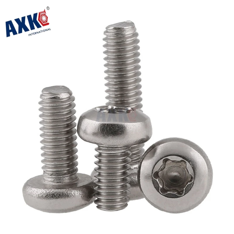 

Axk 50pcs M2 M2.5 M3 M4 304 Stainless Steel Torx Pan Head Screw Six-lobe Round Head Machine Screws