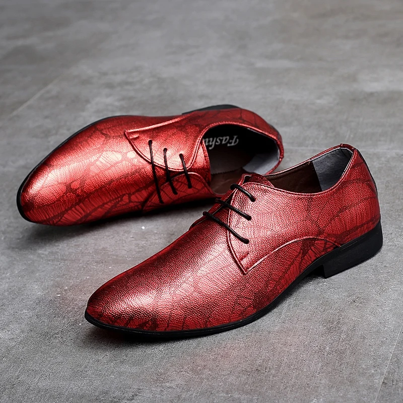 fashion snake skin men leather dress shoes cool designer evening party male footwear italian wedding brogue oxford shoes for men (55)