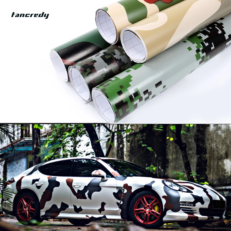 

Tancredy Car Stling 10*152cm Camouflage PVC Vinyl Car Sticker car body Wrap Film Camo Army Green car-stylings sticker and Decals