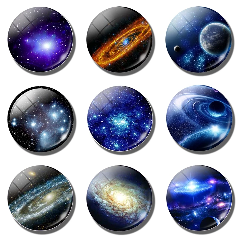

Galaxy planet moon stars Nebula Space fridge magnet Universe 30MM refrigerator magnets message board fridge sticker Home Decor