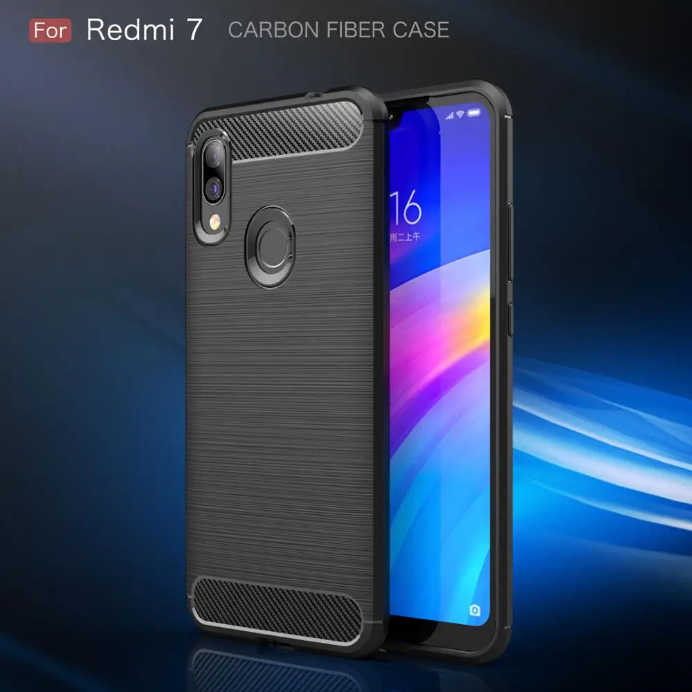 

For Xiaomi Redmi Note 7 Case Cover Silicone Shockproof Redmi 7 Note 7 Pro Soft Carbon Fiber Protective Xiomi note7 case 6.3"