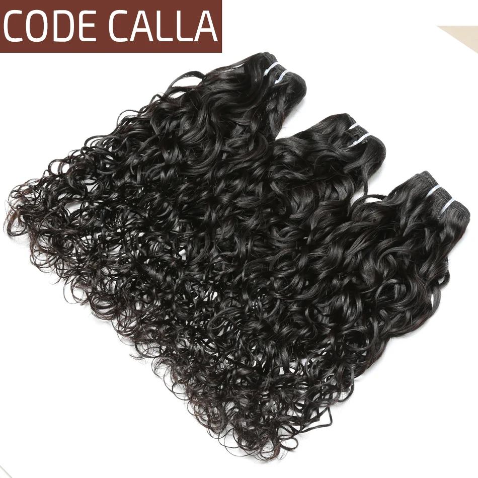 

Code Calla water wave Indian Raw virgin Human Hair Natural Black color human hair bundles Salon Hair high Ration 30% For Women