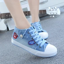 Free Shipping New 2016 Top Sale High Quality Design Fashion Washing Denim Canvas for Women Jeans Canvas Shoes 5 Colors Size35-40