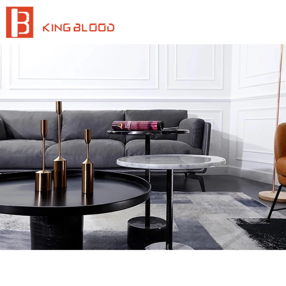 living room furniture set round natural marble coffee table