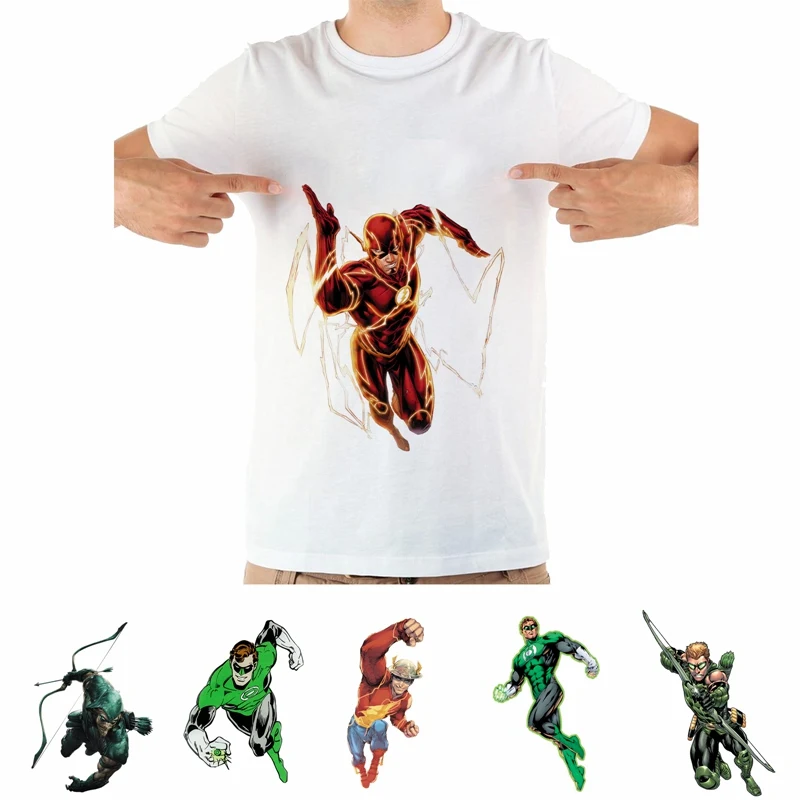 

Printing The Flash Green Lantern Green Arrow Pattern Summer Plus Size Loose O-NECK Modal Short Sleeve Mens Tshirt Fashion Casual
