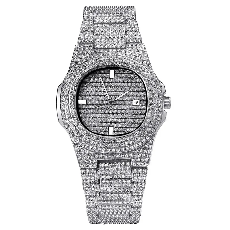 Iced out полный Циркон кварцевые часы для мужчин и женщин хип-хоп часы подарок