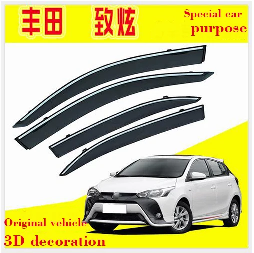 

For TOYOTA YARIS L 2010-2019 Car Windows Visor 4PCS 3D Bright Bar Sun Visor Sunshade Rain Guards Shield Auto Moldings