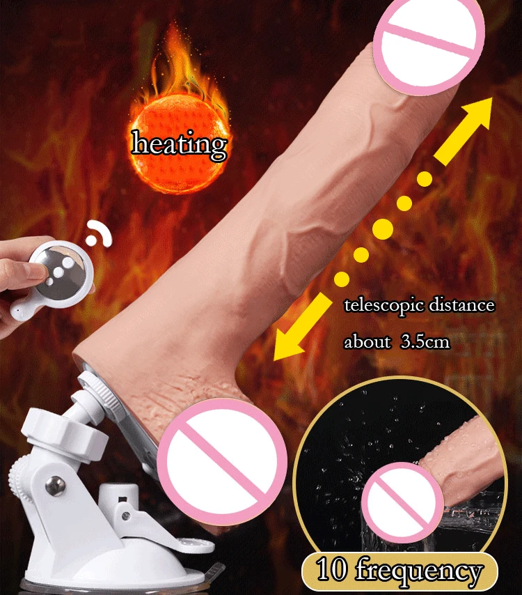 Remote Control Vibrator Dildo Heating Sex Machine Telescopic Soft Jelly Dildo Realistic Fake Penis Adult Sex Dildos For Women