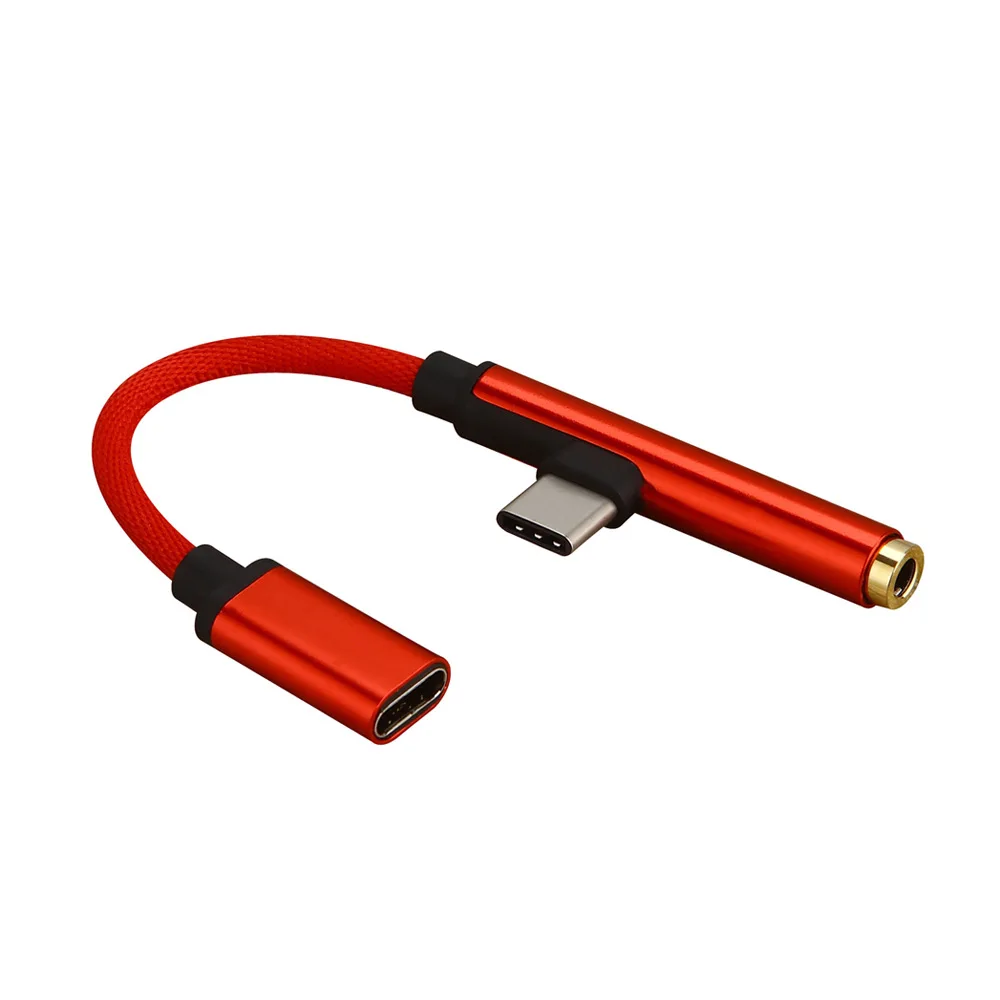 2 in 1 Earphone Type C to 3.5mm Adapter Audio Jack Headphones Cable