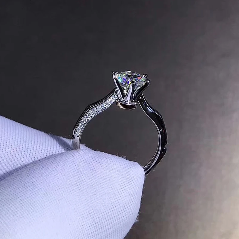 Чистое кольцо из белого золота 18 К 1ct 2ct 3ct Moissanite, специальный дизайн, Ювелирное кольцо с бриллиантами, классическое обручальное кольцо на головщину