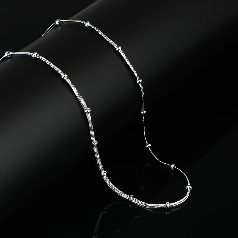 CHUKUI Mens Necklace Silver Chain Stainless Steel Round Box Link Wholesale Jewelry Gift 3mm 20 Inch  (13)