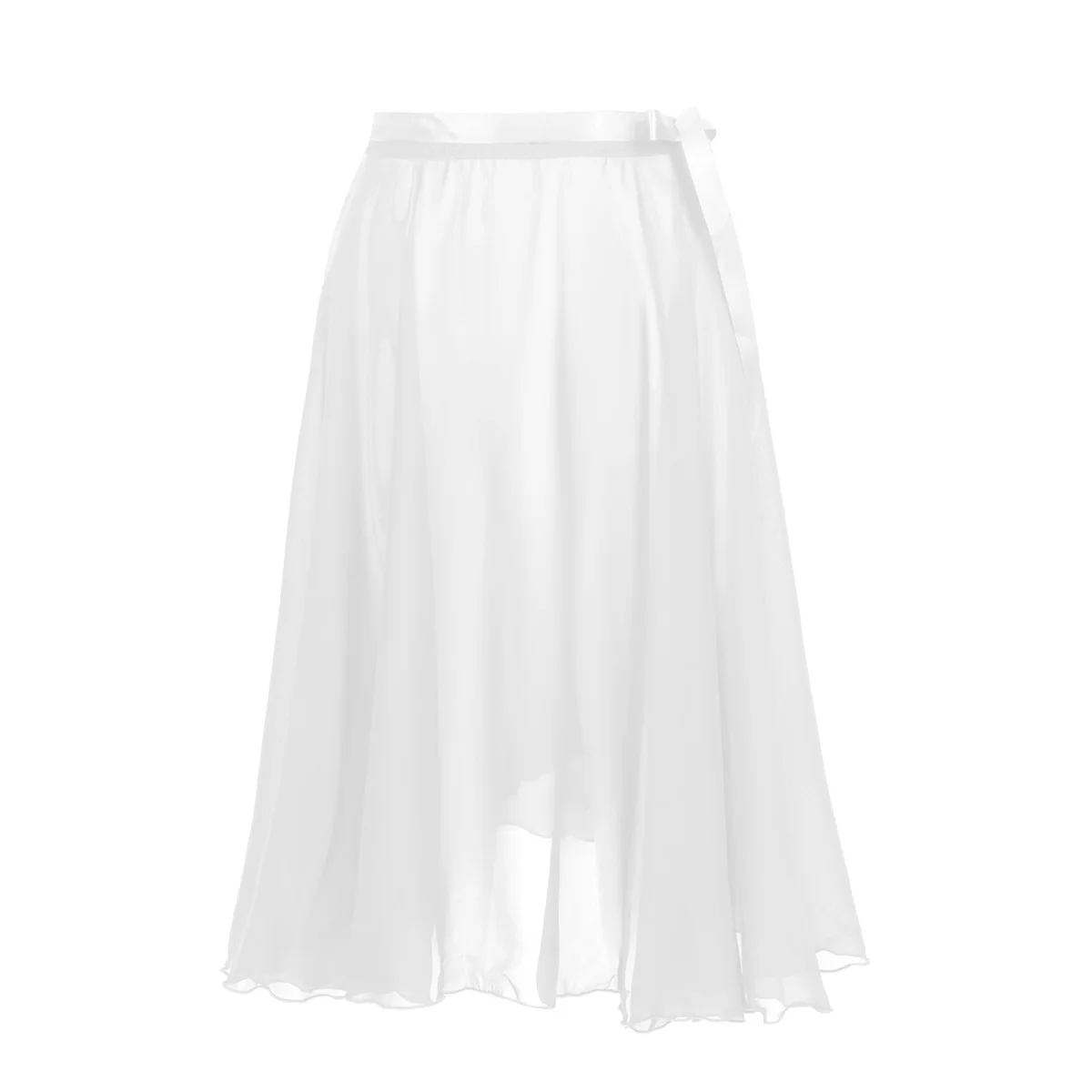 Женская шифоновая юбка-пачка для танцев TiaoBug с поясом, профессиональная балетная пачка для гимнастики и фигурного катания, танцевальная одежда - Цвет: White