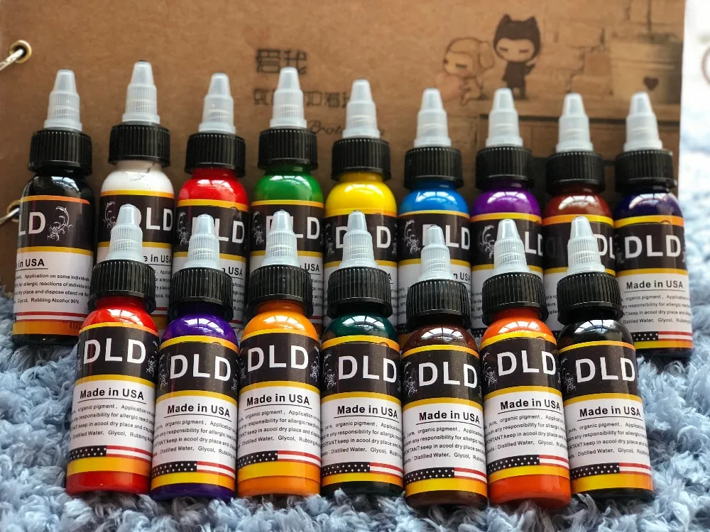 

DLD16 Color Permanent Line Professional Tattoo Ink Pigment 30ml / bottle Body Tattoo Art Supplies Permanent Tattoo Ink 16pcs