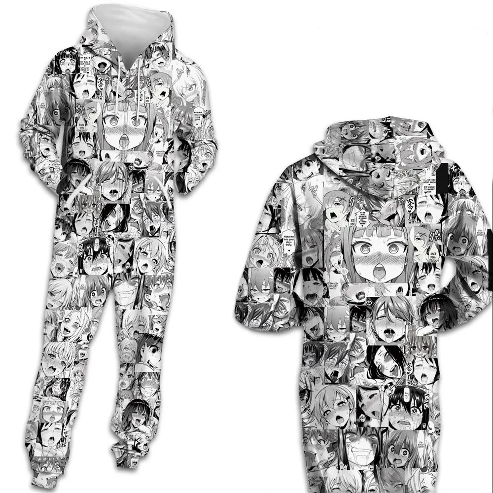 3d Salopette Combinaisons Sweat D'une Avec Pièce Blanc À Capuche Survêtement Imprimé Seule Éclair Fermeture Poche Noir Comics qxBFfW