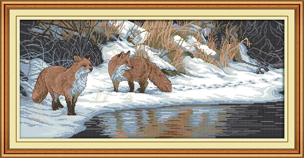 

New arrival 2018 Winter fox DMC Counted Chinese Cross Stitch Kits printed Cross-stitch set Embroidery Needlework